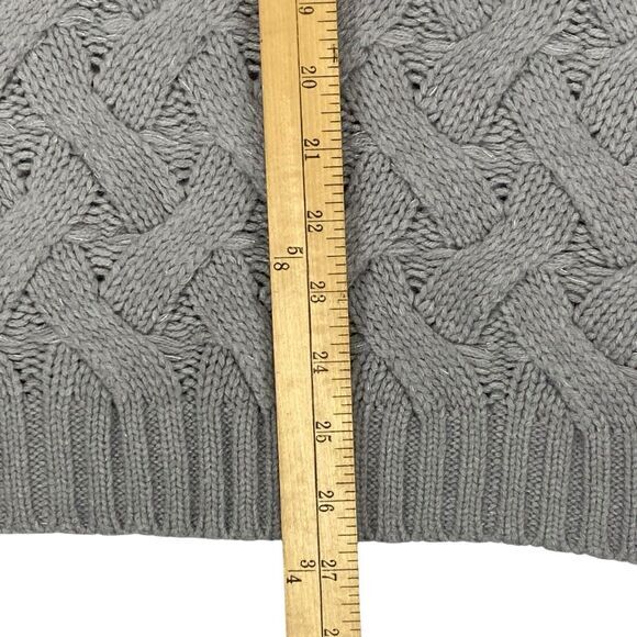 Simply Vera Vera Wang Fisherman Sweater Women S Gray Chunky Cable Knit Mockneck - Picture 13 of 16